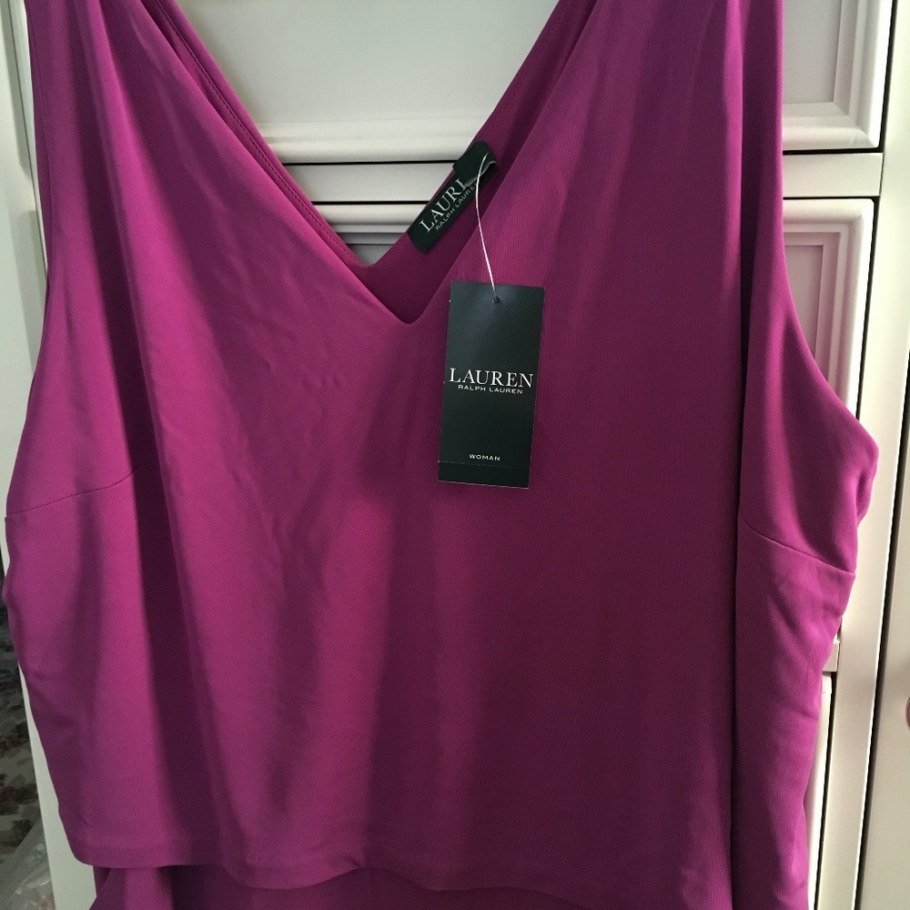 LAUREN RALPH LAUREN Dress NWT Purple Sleeveless Layered w/ Pockets Plus Size 3X - Picture 13 of 16